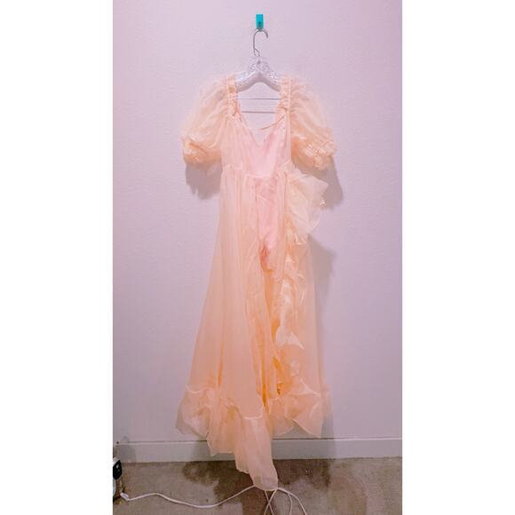 selkie evening sand silk sheer delight ruffle gown M - Picture 9 of 9